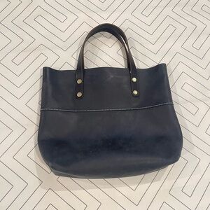 OWL Black Leather Tote Bag